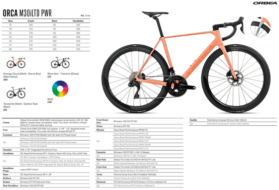 2025 ORBEA ORCA M30iLTD PWR - OMX Carbon - Shimano 105 Di2 (S118) Road Bike