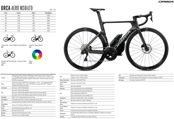 2026 ORBEA ORCA AERO M30iLTD - OMX Carbon - Shimano 105 Di2 (T120) Aero Road Bike