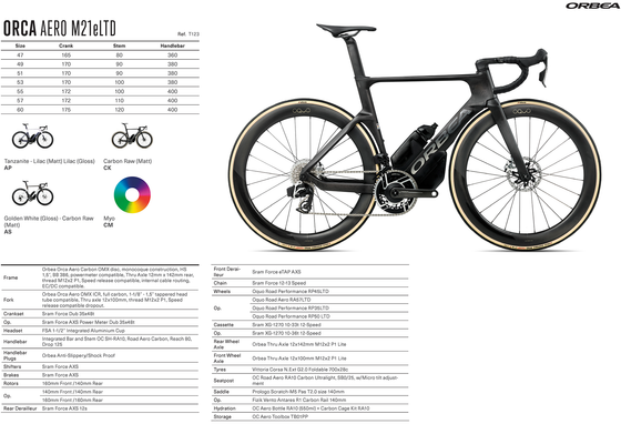 2026 ORBEA ORCA AERO M21eLTD - OMX Carbon - SRAM Force AXS (T123) Aero Road Bike