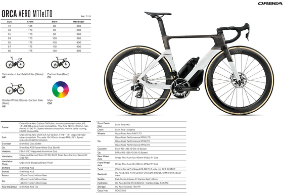 2026 ORBEA ORCA AERO M11eLTD - OMX Carbon - SRAM Red AXS (T125) Aero Road Bike