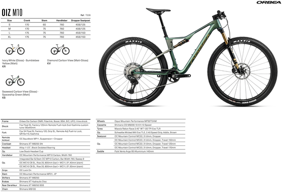 2026 ORBEA OIZ M10 - OMR Carbon - Shimano XT M8250 (T226) XC MTB