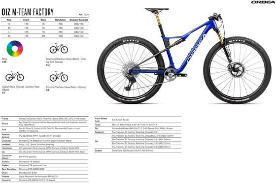 2026 ORBEA OIZ M-TEAM FACTORY - OMX Carbon - Shimano XTR M9250 (T230) XC MTB