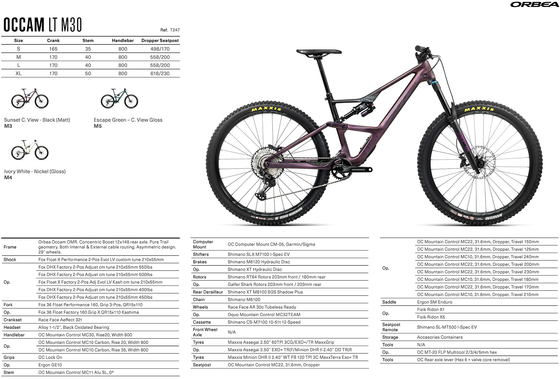 2026 ORBEA OCCAM LT M30 - OMR Carbon - Shimano XT M8100 (T247) TRAIL MTB