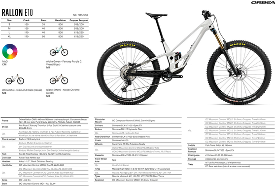 2026 ORBEA RALLON E10 - OMR Carbon - Shimano SLX M7100 (T251)(T258) ENDURO MTB