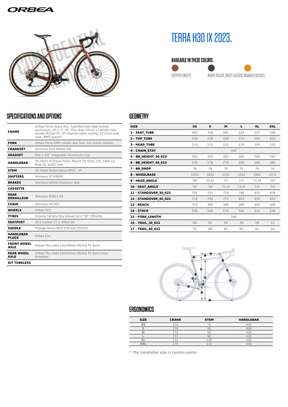 2023 ORBEA TERRA H30 1X - Shimano RX812 GS (N141) Gravel Bike